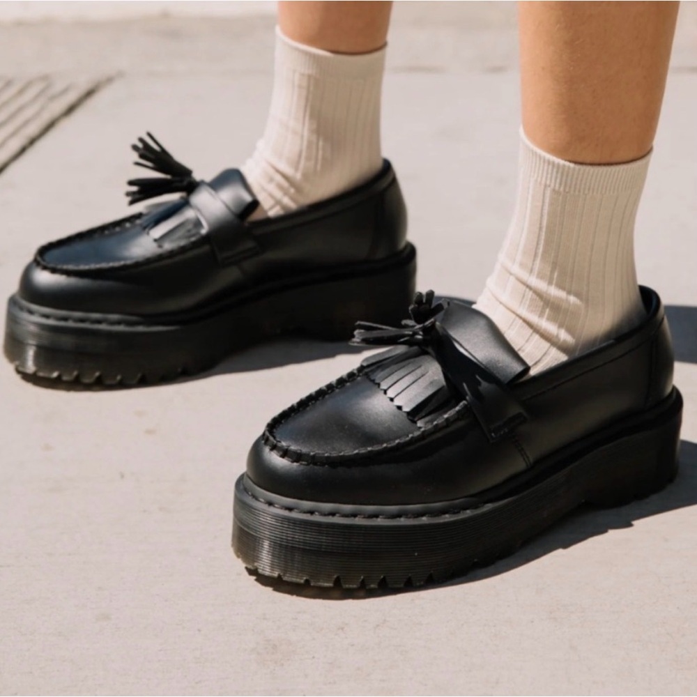 Dr. Martens Black Platform Tassel Loafers